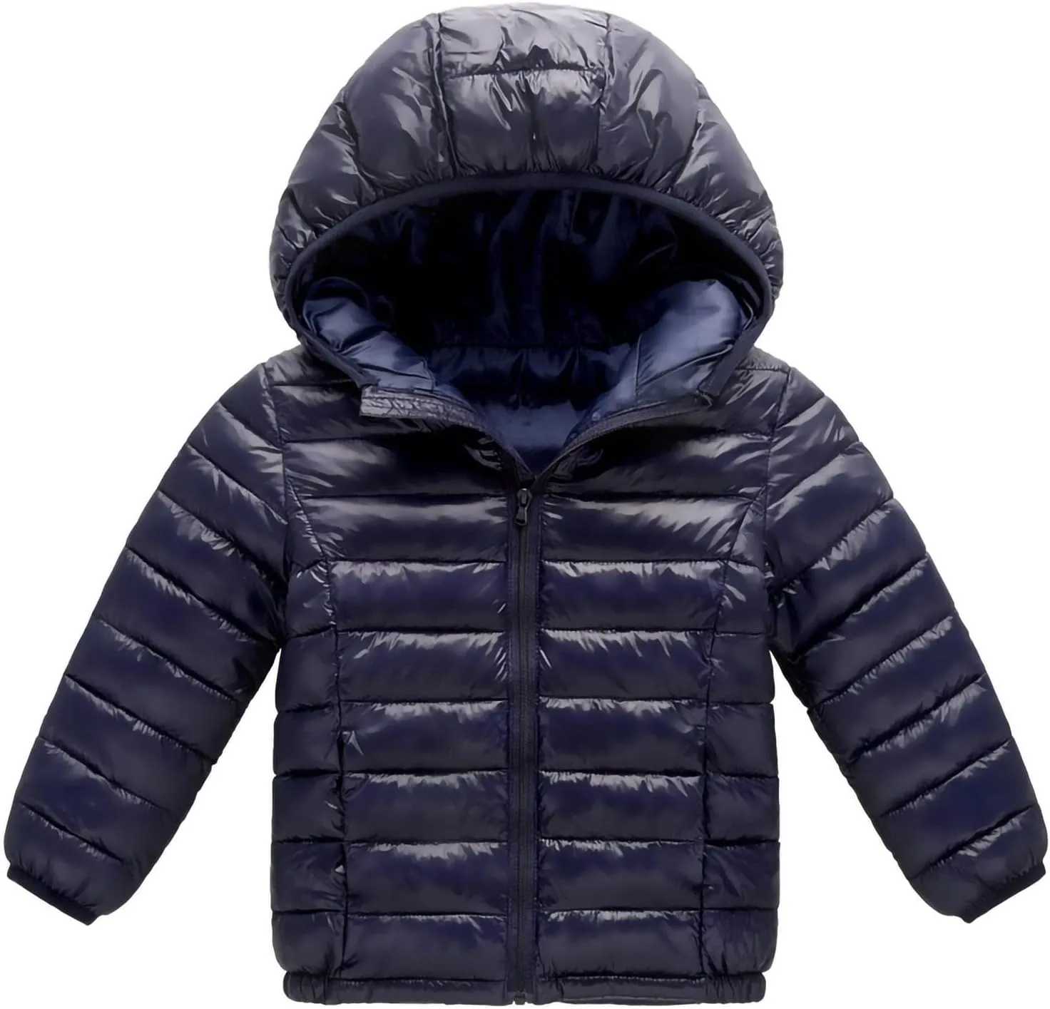 Zip-Up Coat for Toddler Kids Girls Boys Solid Color Hooded Jacket Fall Winter Warm Light Down Clothing Tops