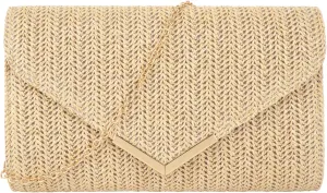 ZLM BAG US Straw Clutch Purses Envelope Evening Bag Raffia Rattan Woven Beach Handbag Summer Chain Crossbody Shoulder Bag